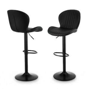 Artiss 2x Bar Stools Kitchen Swivel Gas Lift Counter Chair Shell Leather Black product image