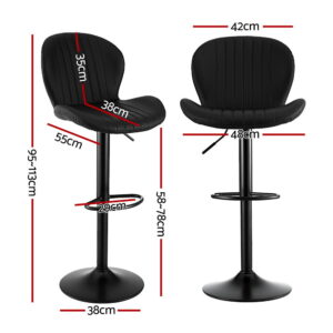 Artiss Black Pu Leather Bar Stools (Set Of 2) – Sumo Deals Artiss 2X Bar Stools Kitchen Swivel Gas Lift Counter Chair Shell Leather Black Product Image
