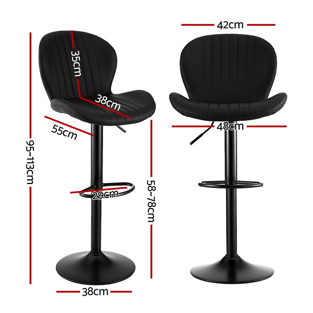 Artiss Black Pu Leather Bar Stools (Set Of 2) – Sumo Deals Artiss 2X Bar Stools Kitchen Swivel Gas Lift Counter Chair Shell Leather Black Product Image