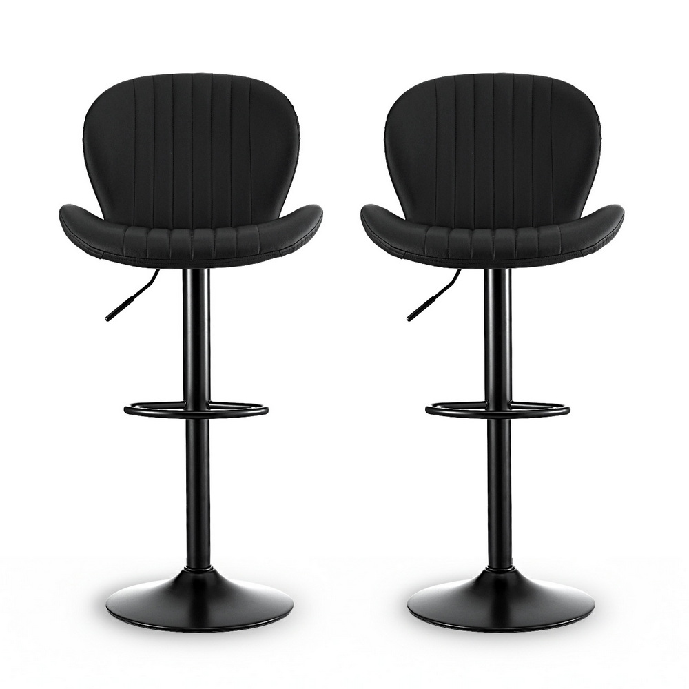 Artiss Black Pu Leather Bar Stools (Set Of 2) – Sumo Deals Artiss 2X Bar Stools Kitchen Swivel Gas Lift Counter Chair Shell Leather Black Product Image