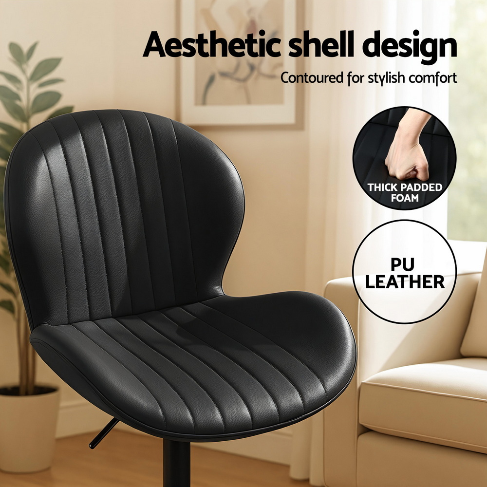 Artiss Black Pu Leather Bar Stools (Set Of 2) – Sumo Deals Artiss 2X Bar Stools Kitchen Swivel Gas Lift Counter Chair Shell Leather Black Product Image
