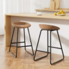 Artiss 2X Bar Stools Kitchen Dining Chairs Counter Stool Pu Leather Metal Brown Product Image