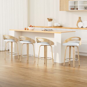 Artiss 4x Bar Stools Swivel Dining Chairs Low Back Counter Seat PU Cushion product image