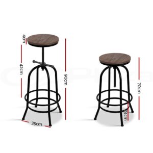 Artiss 3X Bar Stool Backless Swivel Counter Barstools 70-90Cm Seat Height Adjustable Industrial Product Image