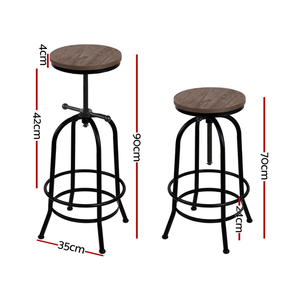 Artiss 4X Adjustable Wooden Bar Stools For Kitchen Dining – Sumo Deals Artiss 4X Bar Stools Kitchen Dining Chairs Adjustable Wooden Vintage Stool Product Image
