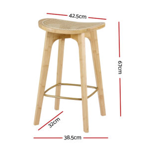 Artiss 4X Bar Stools Bamboo Rattan Stool Counter Chair Kitchen Barstools Product Image