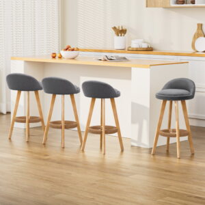 Artiss 4x Bar Stools Padded Linen Wooden Grey product image