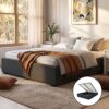 Artiss Toki Queen Gas Lift Bed Frame - Charcoal – Sumo Deals Artiss Bed Frame Queen Size Gas Lift Base Charcoal Toki Product Image