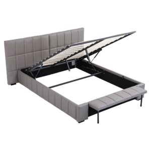 Artiss Queen Gas Lift Bed Frame With Storage Bench – Sumo Deals Artiss Queen Size Upholstered Gas Lift Bed Frame With Foldable Bench Pvc Leather Platform Bed With S Product Image