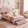 King Single Velvet Bed Frame | Led Headboard &Amp; Storage – Sumo Deals Artiss King Single Bed Frame With 1 Storage Drawers Upholstered Velvet Platform Bed Led Headboard Pi Product Image