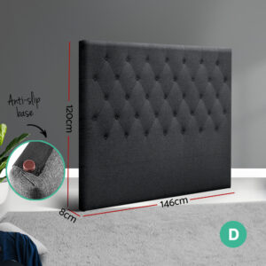 Artiss Bed Head Headboard Double Size Fabric - Cappi Charcoal Product Image