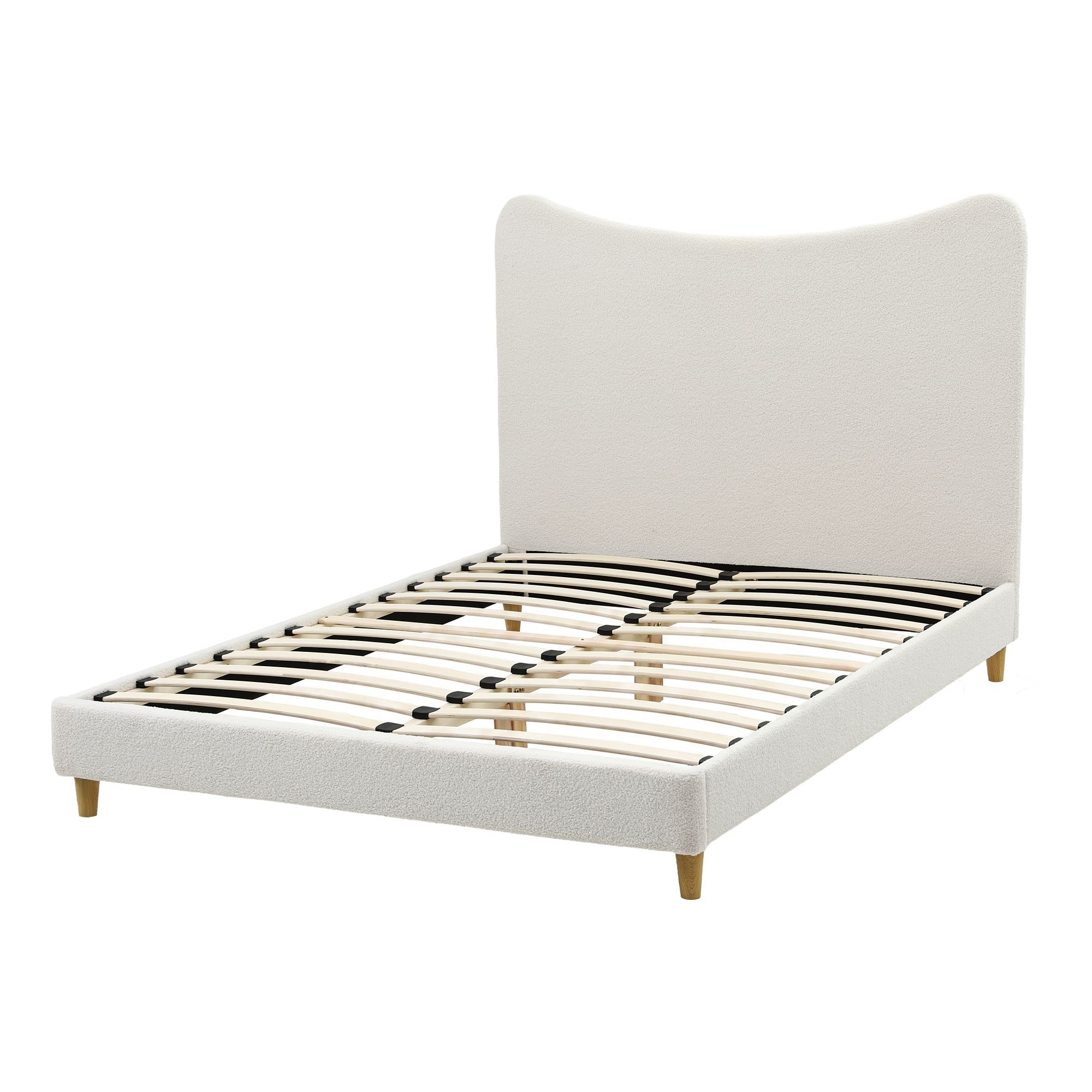 Artiss Double Bed Frame | Boucle Headboard Beige – Sumo Deals Artiss Double Bed Frame With Boucle Headboard, Beige, 300Kg Capacity Product Image
