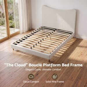 Artiss Queen Bed Frame With Boucle Headboard, Beige, 300Kg Capacity Product Image
