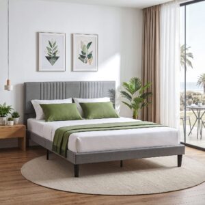 Artiss Queen Bed Frame with Adjustable Headboard, Grey, 300kg Capacity product image
