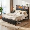 Artiss Double Bed Frame with LED Lights Storage Headboard 2 USB 2 AC Outlets Charging Station product image