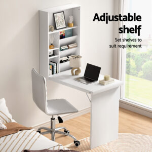 Artiss Foldable Desk &Amp; Office Chair Set White – Sumo Deals Artiss Computer Desk Office Chair Set Pu Leather Wall Mount Foldable Table White Product Image