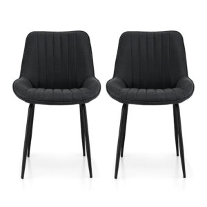 Artiss 2x Dining Chairs Retro PU Leather Kitchen Lounge Cafe Accent Chair Black product image