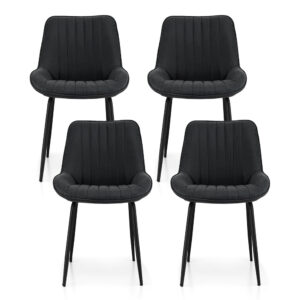 Artiss 4x Dining Chairs Retro PU Leather Kitchen Lounge Cafe Accent Chair Black product image