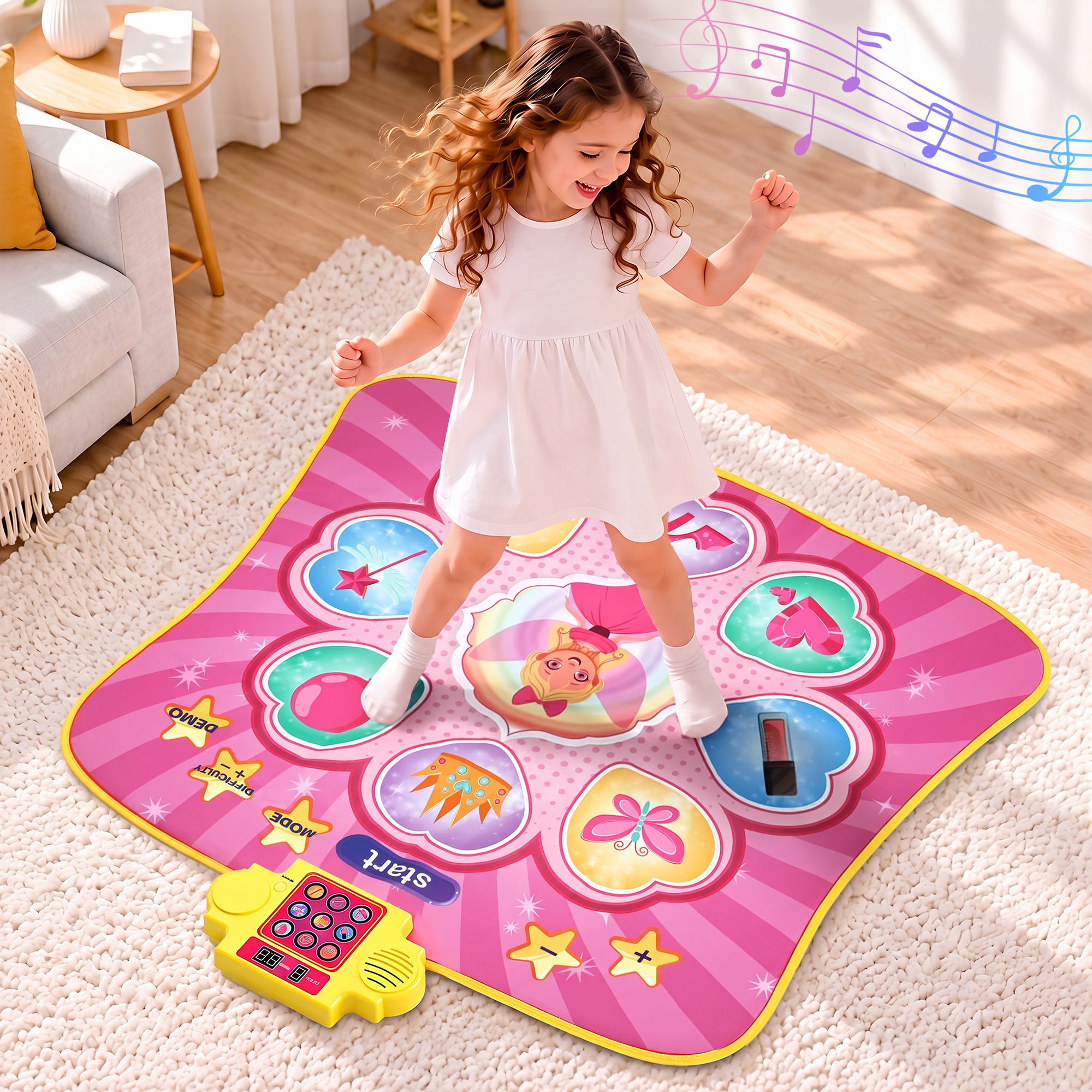 Keezi Pink Electronic Dance Mat For Kids 3-12 – Sumo Deals Keezi Dance Mat For Kids Age 3-12 Electronic Dance Game Pad Toy With 3 Game Modes, Pink Product Image