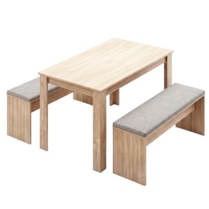 Artiss 3 Piece Dining Sets, 120cm Wooden Dining Table and 2 Upholstered Chairs Set, Space-Saving Mod product image