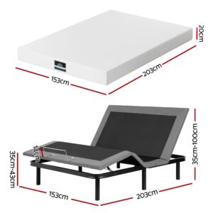 Queen Adjustable Bed &Amp; Mattress Combo | Artiss Giselle – Sumo Deals Artiss Queen Size Bed Frame &Amp; Giselle Bedding Mattress Queen Combo, Adjustable Bed Base For Snoring Product Image