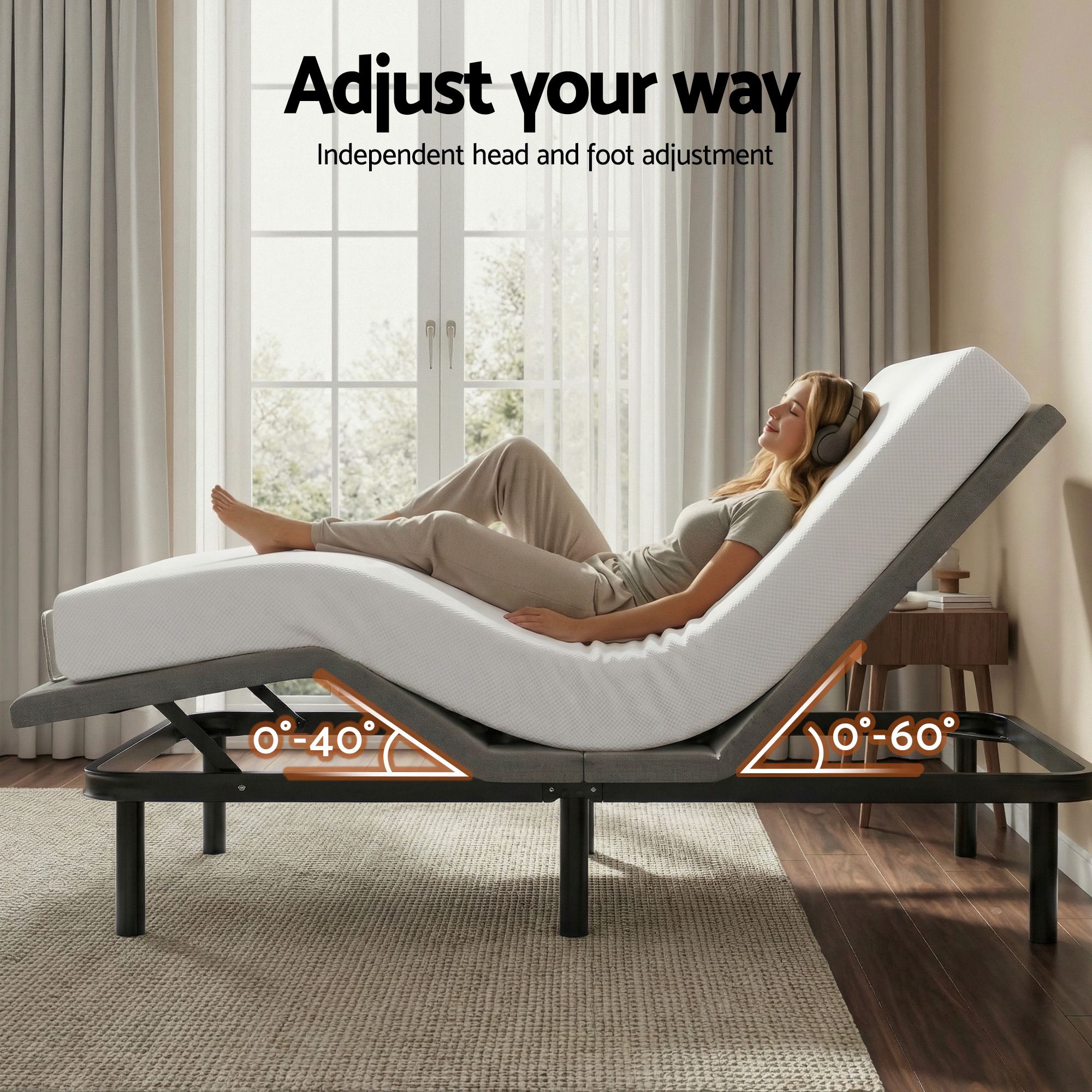 Queen Adjustable Bed &Amp; Mattress Combo | Artiss Giselle – Sumo Deals Artiss Queen Size Bed Frame &Amp; Giselle Bedding Mattress Queen Combo, Adjustable Bed Base For Snoring Product Image