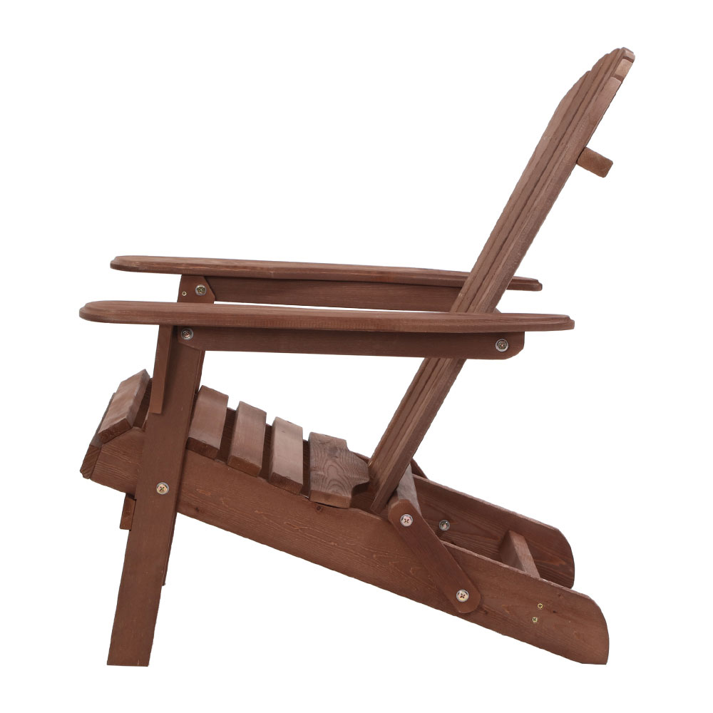 Gardeon 3Pc Adirondack Outdoor Table &Amp; Chairs Brown – Sumo Deals Gardeon 3Pc Adirondack Outdoor Table And Chairs Wooden Foldable Beach Chair Brown Product Image