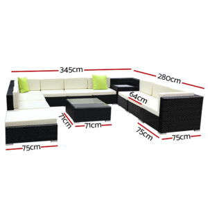Gardeon 12Pc Sofa Set With Storage Cover Outdoor Furniture Wicker Product Image