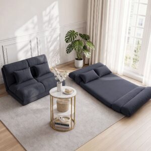 Artiss Floor Lounge Sofa Bed & Coffee Table 2 Tier Marble Effect Side Table Set product image