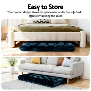 Artiss Floor Lounge Sofa Bed Flannel Fabric Navy Product Image