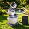 Gardeon Solar Fountain 3 Levels Cascading Bowl Water Feature 52cm Grey product image