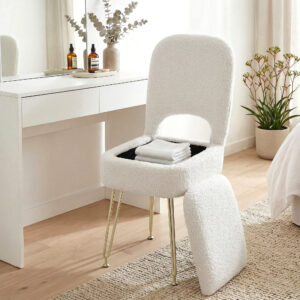 Artiss Storage Ottoman Vanity Stool Foot Stool Folding Back White product image