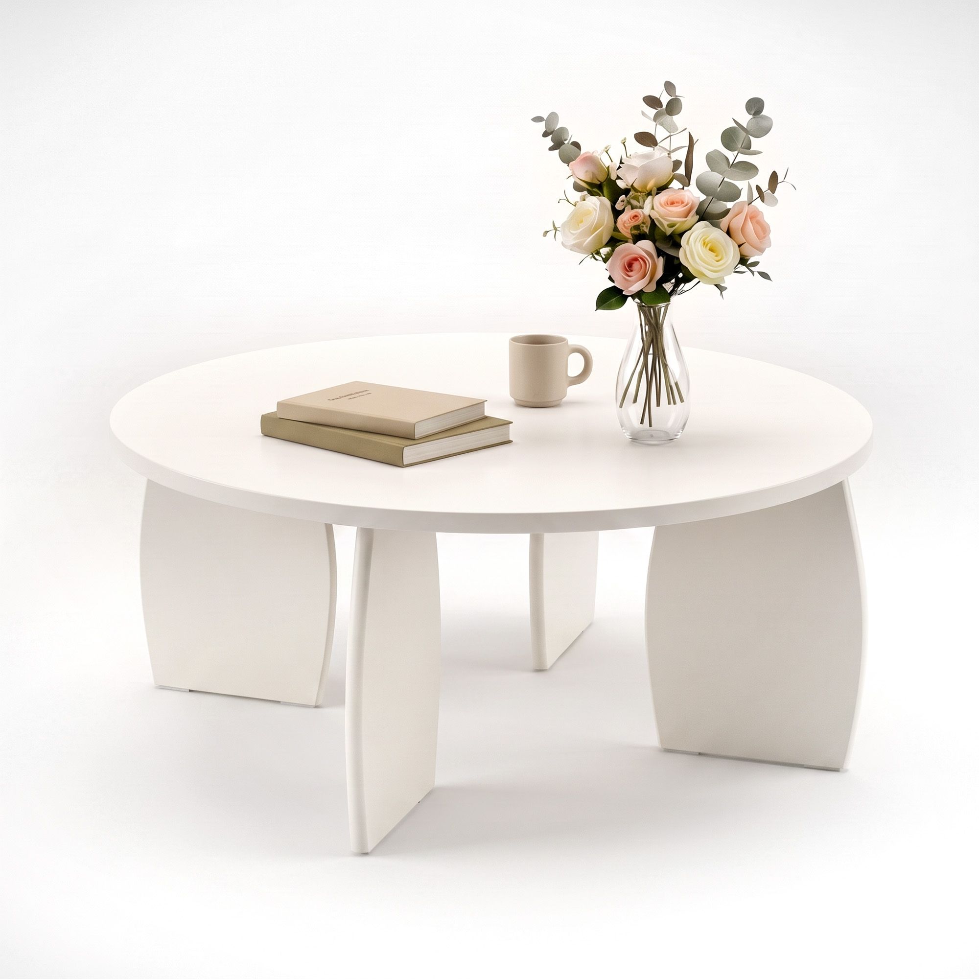 Artiss Round Coffee Table | High-Gloss Cream White – Sumo Deals Artiss Round Coffee Table High-Gloss Center Table Minimalist Living Room Furniture 78X35Cm Cream Whi Product Image