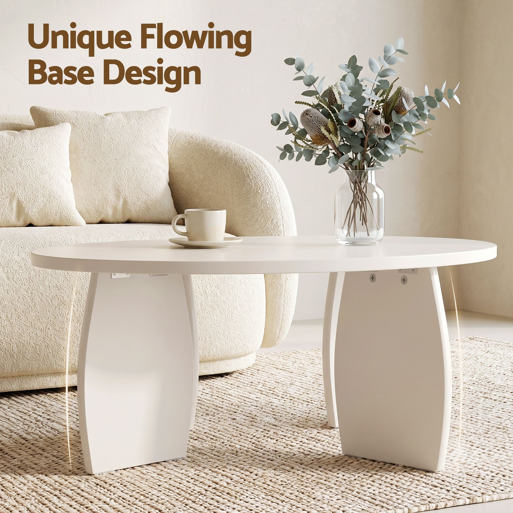 Artiss Round Coffee Table | High-Gloss Cream White – Sumo Deals Artiss Round Coffee Table High-Gloss Center Table Minimalist Living Room Furniture 78X35Cm Cream Whi Product Image