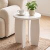 Artiss Round End Table High-Gloss Small Coffee Table Side Bedside Nightstand 40x45cm Cream white product image