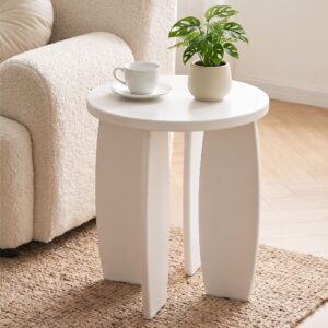 Artiss Round End Table High-Gloss Small Coffee Table Side Bedside Nightstand 40x45cm Cream white product image
