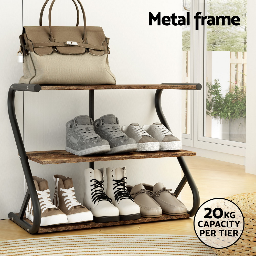 Artiss 3-Tier Black Shoe Rack Cabinet – Sumo Deals Artiss Shoe Rack Cabinet Shoe Storage Stand 3 Tiers Black Product Image