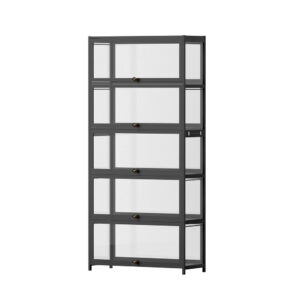 Artiss 5-Tier Display Cabinet Storage Bookshelf Clear Shelf Black product image