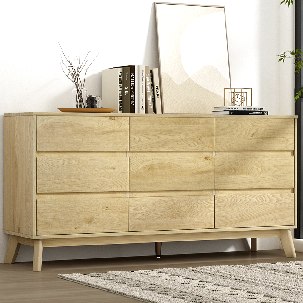 Artiss Xavi Pine 9-Drawer Tallboy Cabinet – Sumo Deals Artiss 9 Chest Of Drawers Tallboy Cabinet - Xavi Pine Product Image