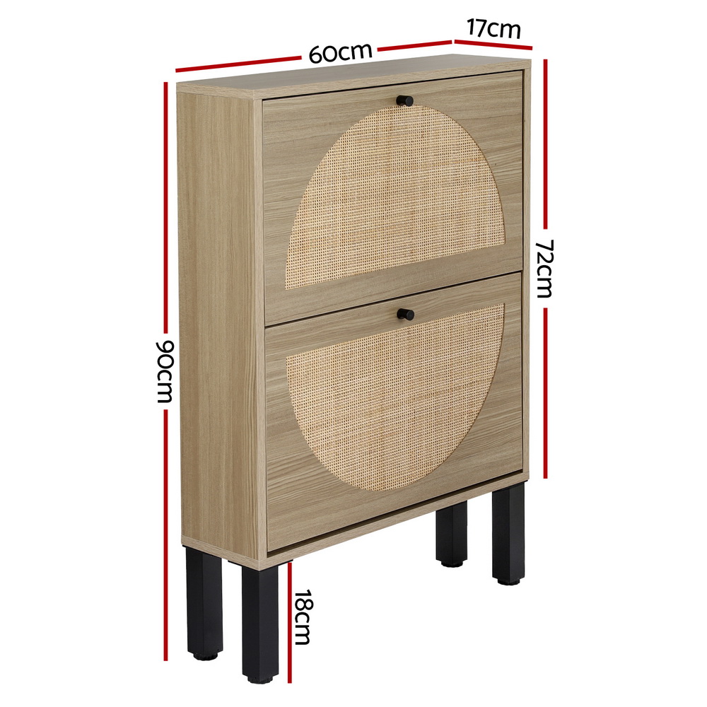 Artiss Rattan Shoe Cabinet | 2 Drawers, 6 Pairs – Sumo Deals Artiss Shoe Rack Cabinet 2 Drawers Rattan 6 Pairs Product Image