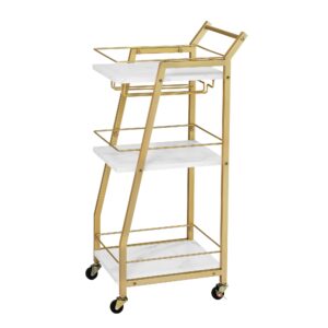 Artiss Bar Cart Trolley Kitchen Island Serving Wine Glass Holder Marble 41cm product image