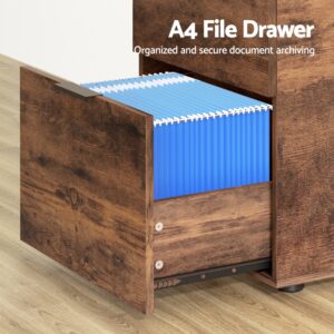 Artiss Filing Cabinet Files Storage Office Shelves File Organiser Rustic Brown 2 Drawer Product Image