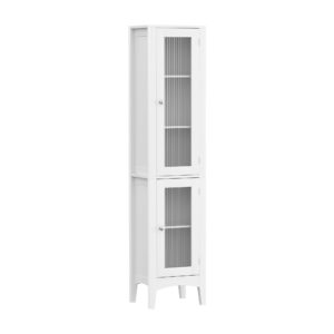 Artiss 2X Bathroom Storage Cabinet 160cm Tall Slim Floor Cupboard Toilet Glass Door White product image