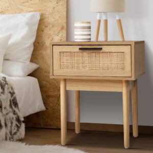 Artiss Bedside Tables Side Table Rattan Drawers Nightstand product image