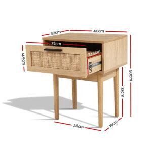 Artiss Rattan Bedside Table With Drawer – Sumo Deals Artiss Bedside Tables Side Table Rattan Drawers Nightstand Product Image