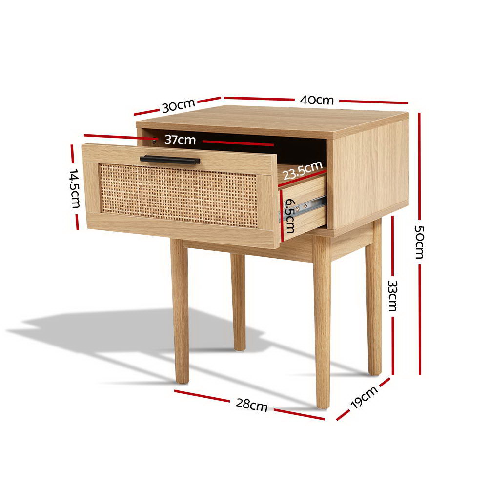 Artiss Rattan Bedside Table With Drawer – Sumo Deals Artiss Bedside Tables Side Table Rattan Drawers Nightstand Product Image