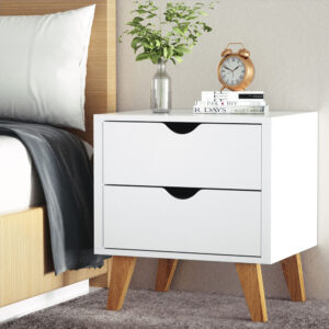 Artiss Bedside Table 2 Drawers - ANDERS White product image