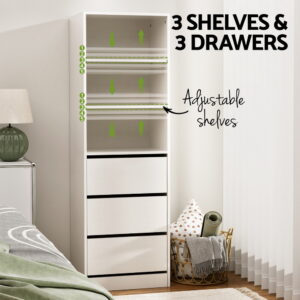 Artiss 3 Chest Of Drawers Tallboy Cabinet White Product Image