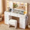 Artiss Led Dressing Table Set With Stool &Amp; Mirror – Sumo Deals Artiss Dressing Table Vanity Desk Set Stool Led Bulbs White Product Image