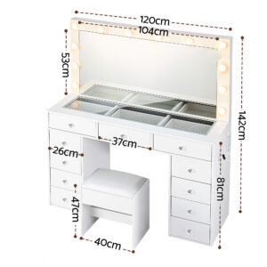 Artiss Dressing Table Vanity Desk Set Stool Led Bulbs White Product Image
